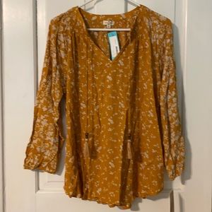 Mason & Belle Stitch Fix NWT Caseey Tassel Detail Top (Yellow Large)